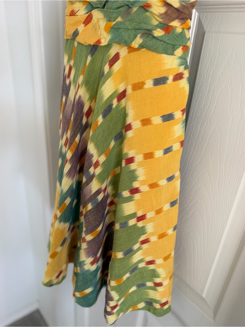 MARC JACOBS Yellow, Green, Autumn Orange 100% Cotton Swing Dress, Tie Back Sz 10 - Picture 3 of 16